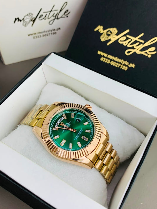 Rlx Day And Date Diamond (Green)
