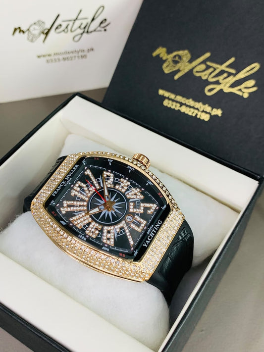 FM Vanguard Iced Diamond Watch (Black Copper)