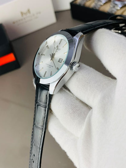 Tissot Gentlemen Belt (Black Belt Silver Dail)