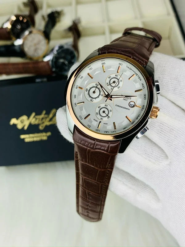 Branded Chronograph Working Watch (Brown)