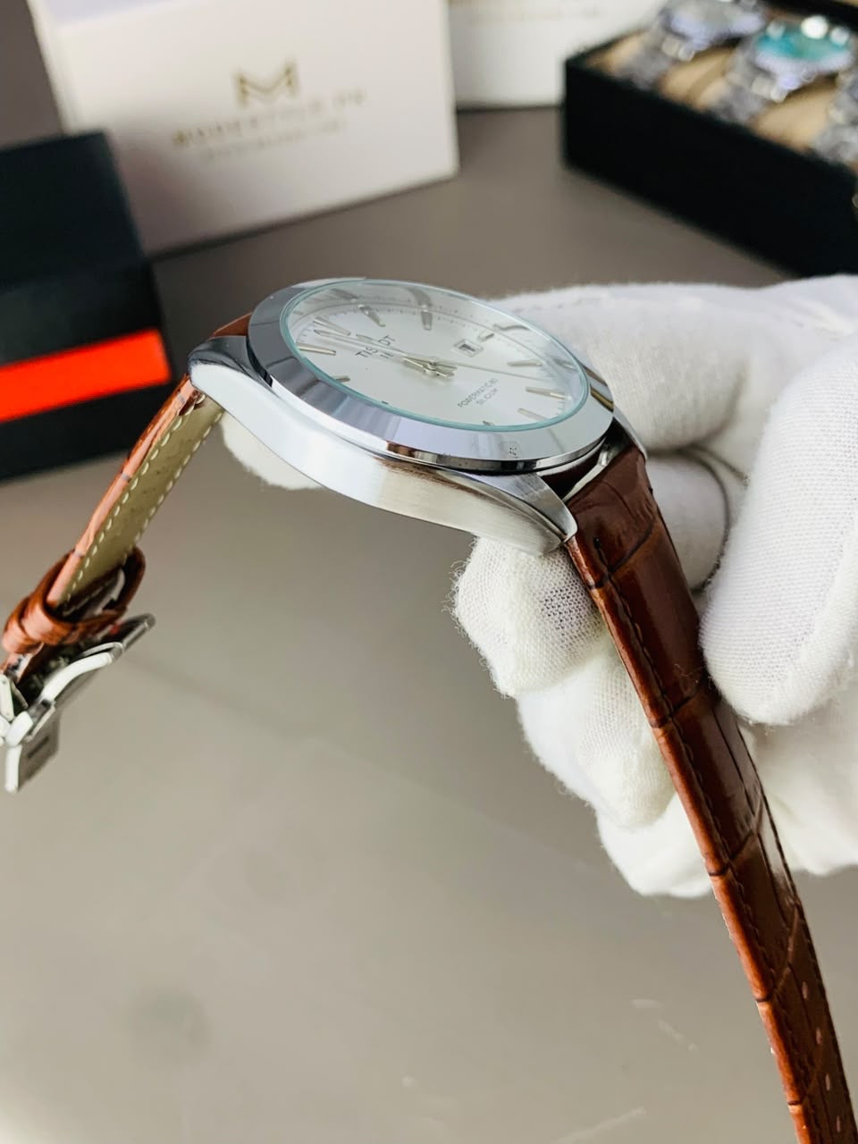 Tissot Gentlemen Belt (Brown Silver)