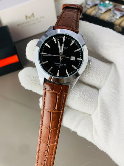 Tissot Gentlemen Belt ( Brown belt Black dail)