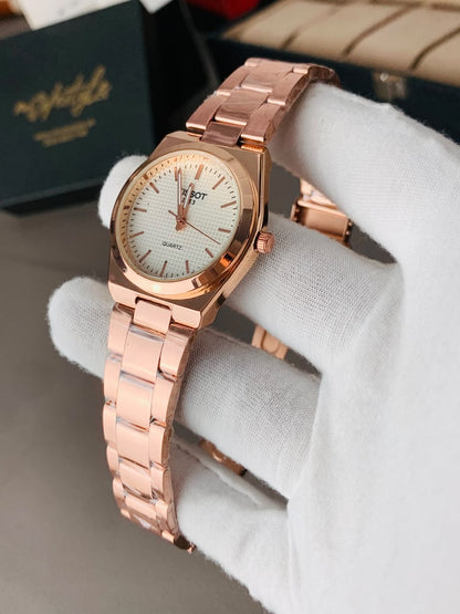 Tissot PRX Classic Stainless Steel Watch For Women (Rose Gold & White)