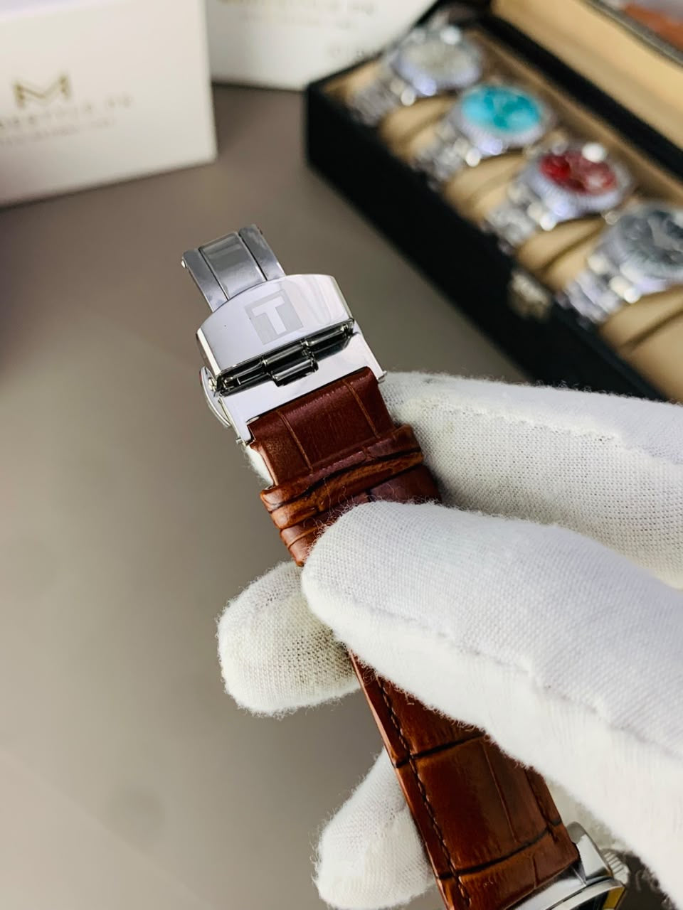 Tissot Gentlemen Belt ( Brown belt Black dail)