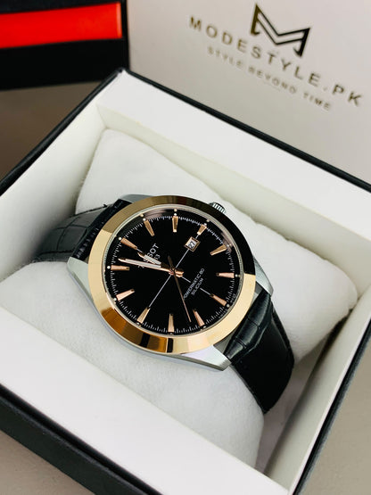 Tissot Gentlemen Belt ( Black Belt Copper case Black Dail)