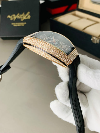 FM Vanguard Iced Diamond Watch (Black Copper)