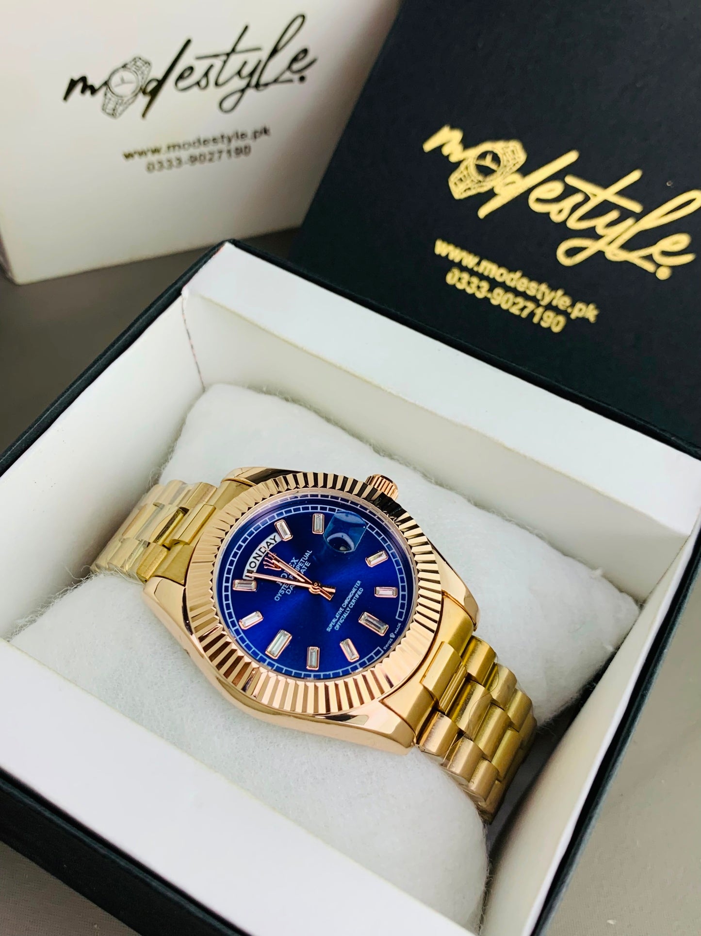 Rlx Day And Date Diamond (Blue)