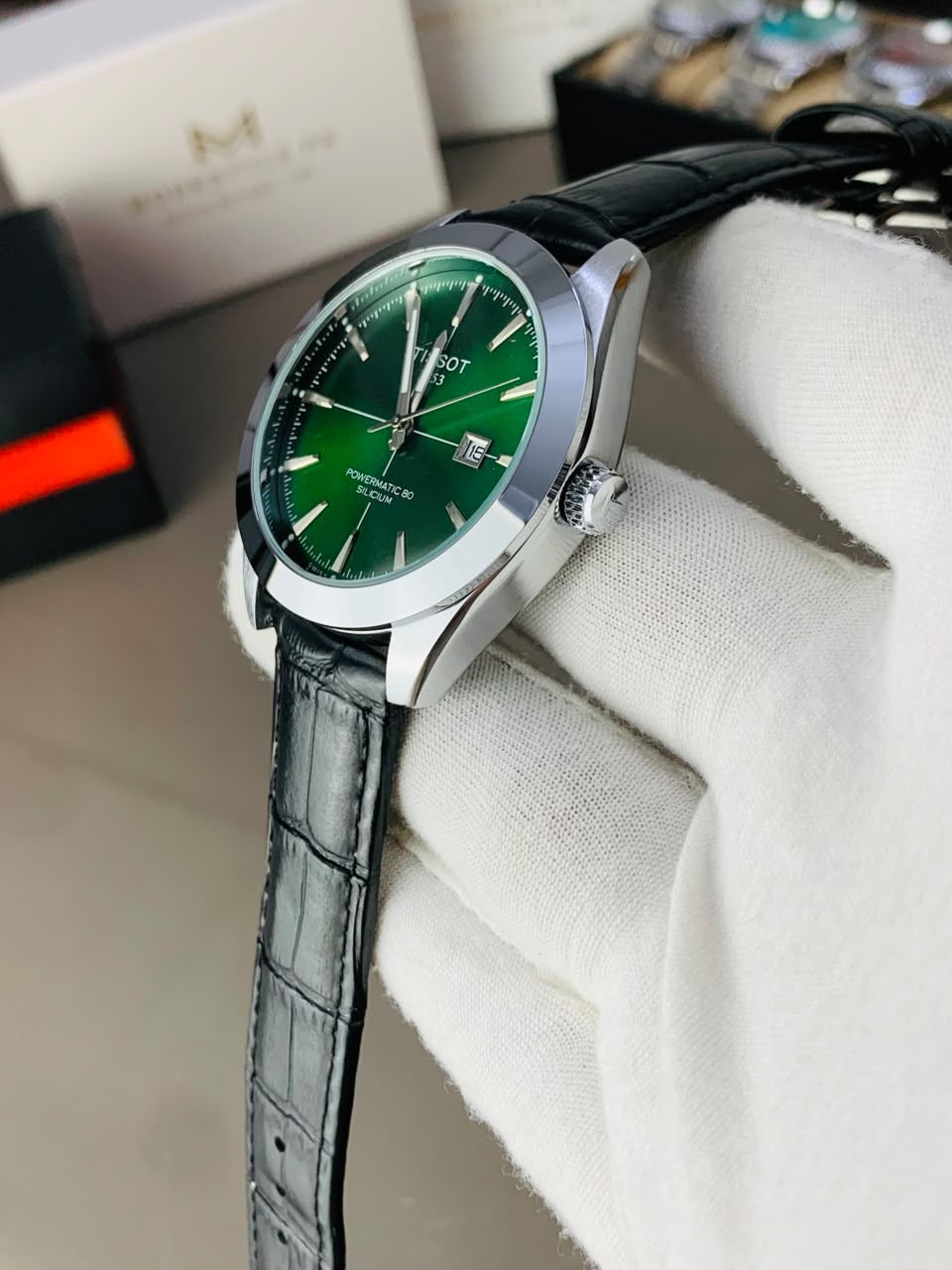 Tissot Gentlemen Belt (Black belt Green dail)