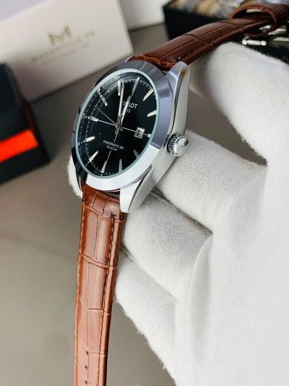 Tissot Gentlemen Belt ( Brown belt Black dail)