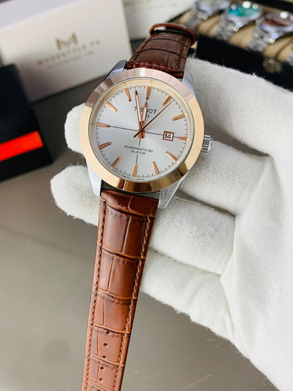Tissot Gentlemen Belt (Brown Belt Copper case White Dail)
