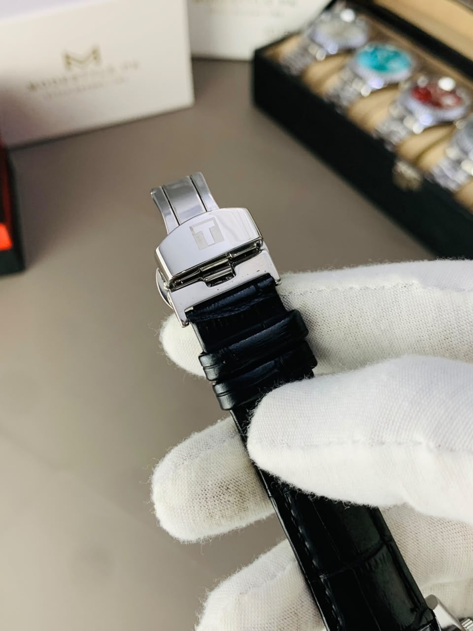 Tissot Gentlemen Belt (Black Belt Silver Dail)