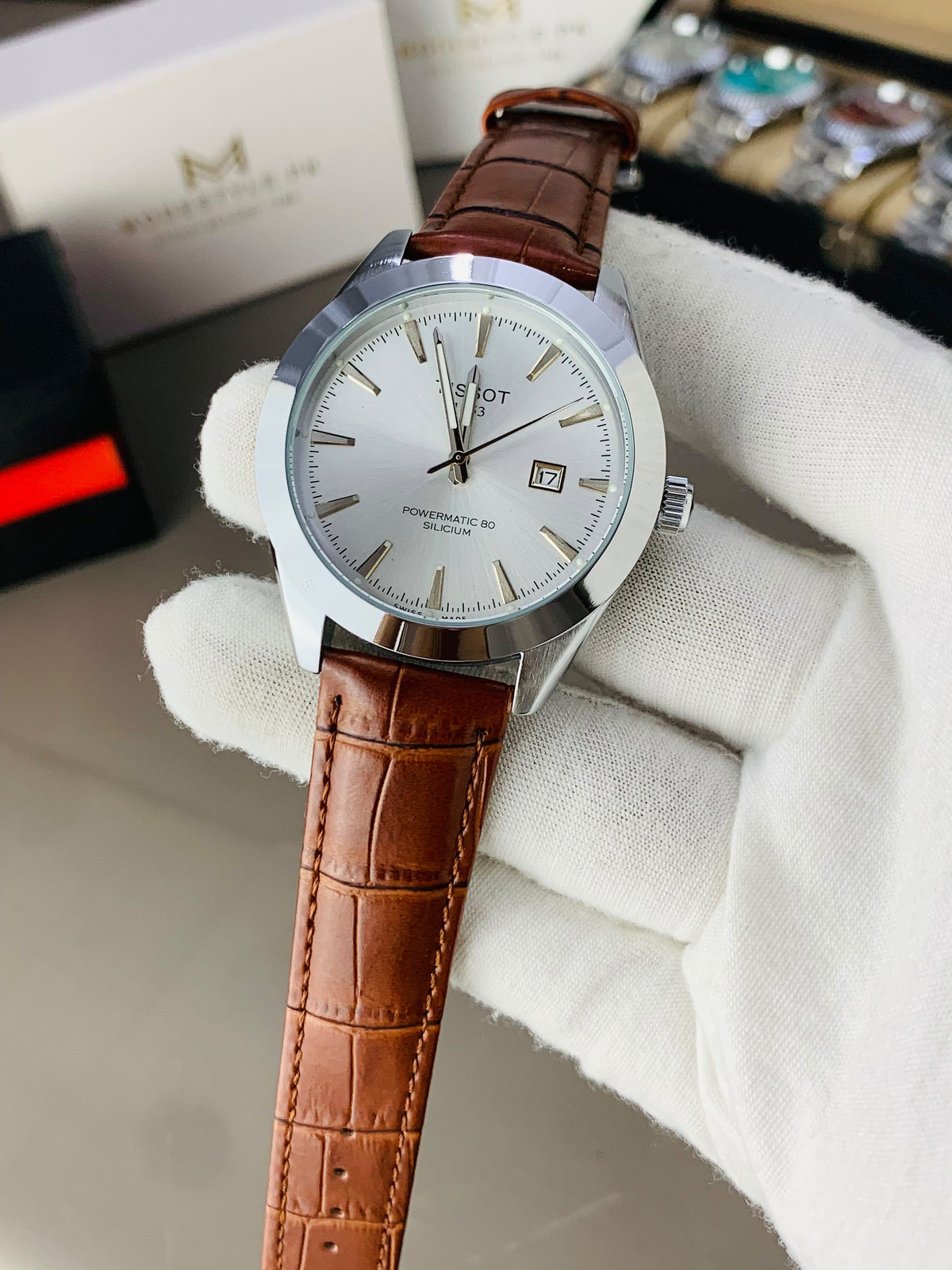 Tissot Gentlemen Belt (Brown Silver)