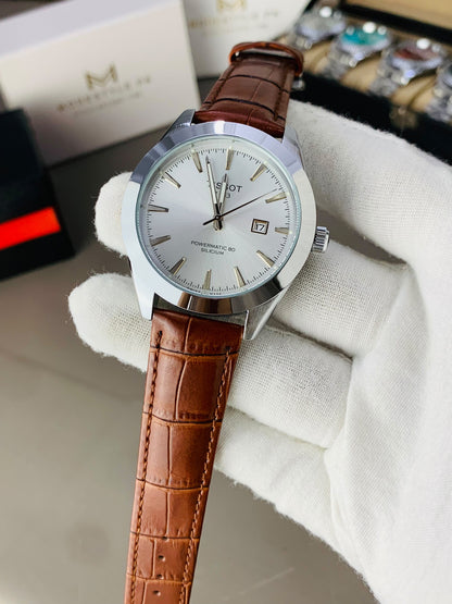 Tissot Gentlemen Belt (Brown Silver)