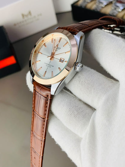 Tissot Gentlemen Belt ( Black Belt Copper case Black Dail)