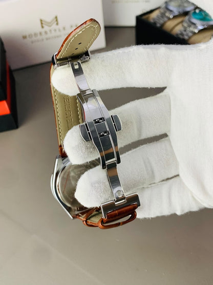 Tissot Gentlemen Belt (Brown Belt Copper case White Dail)