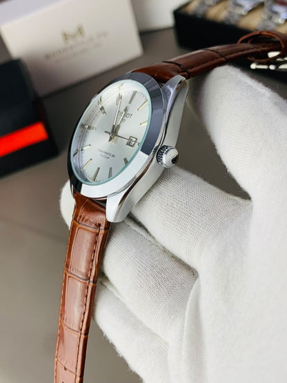 Tissot Gentlemen Belt (Brown Silver)