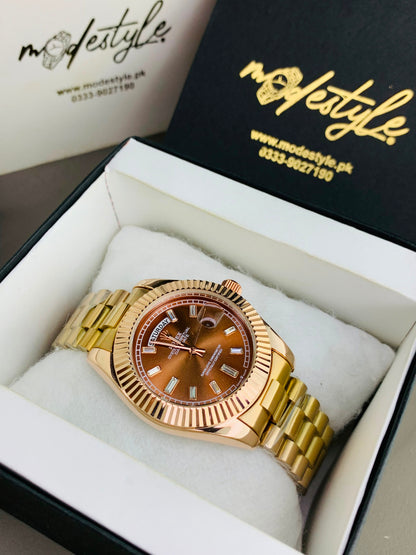 Rlx Day And Date Diamond (Brown)