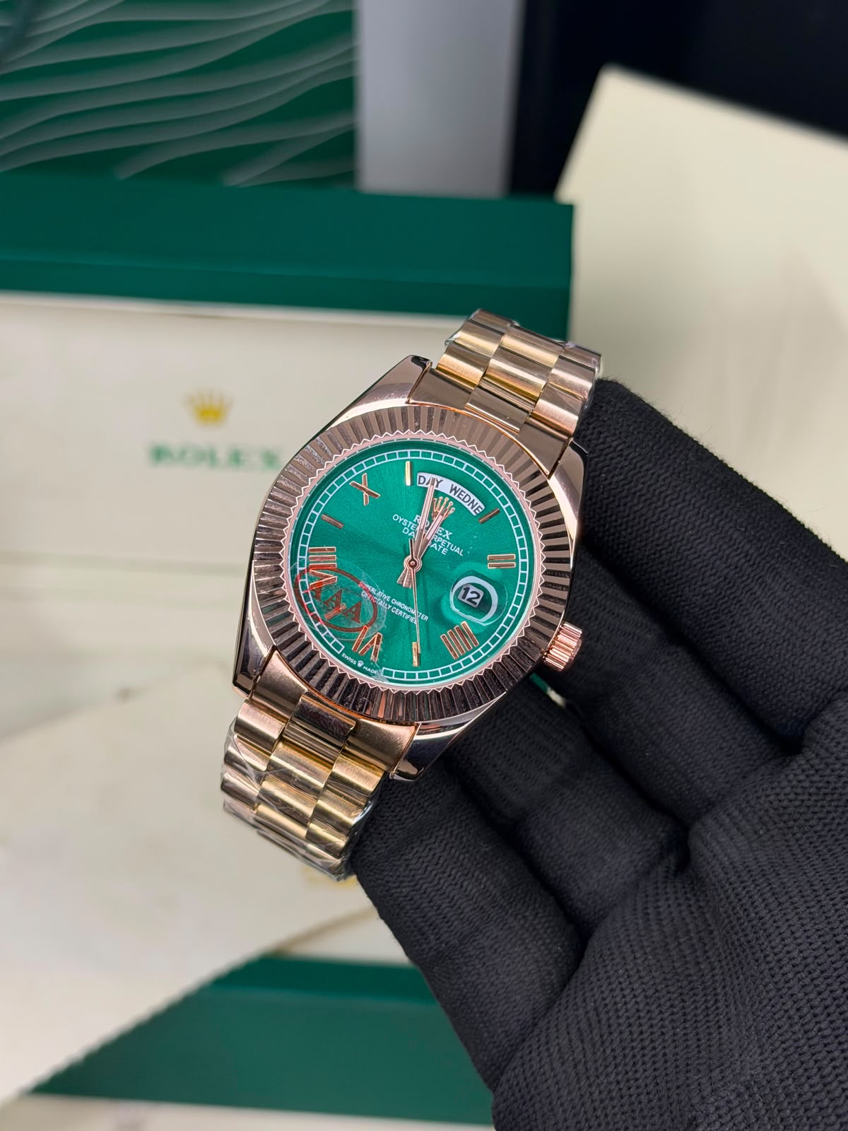 Rolex Day and Date - Rose gold and Green