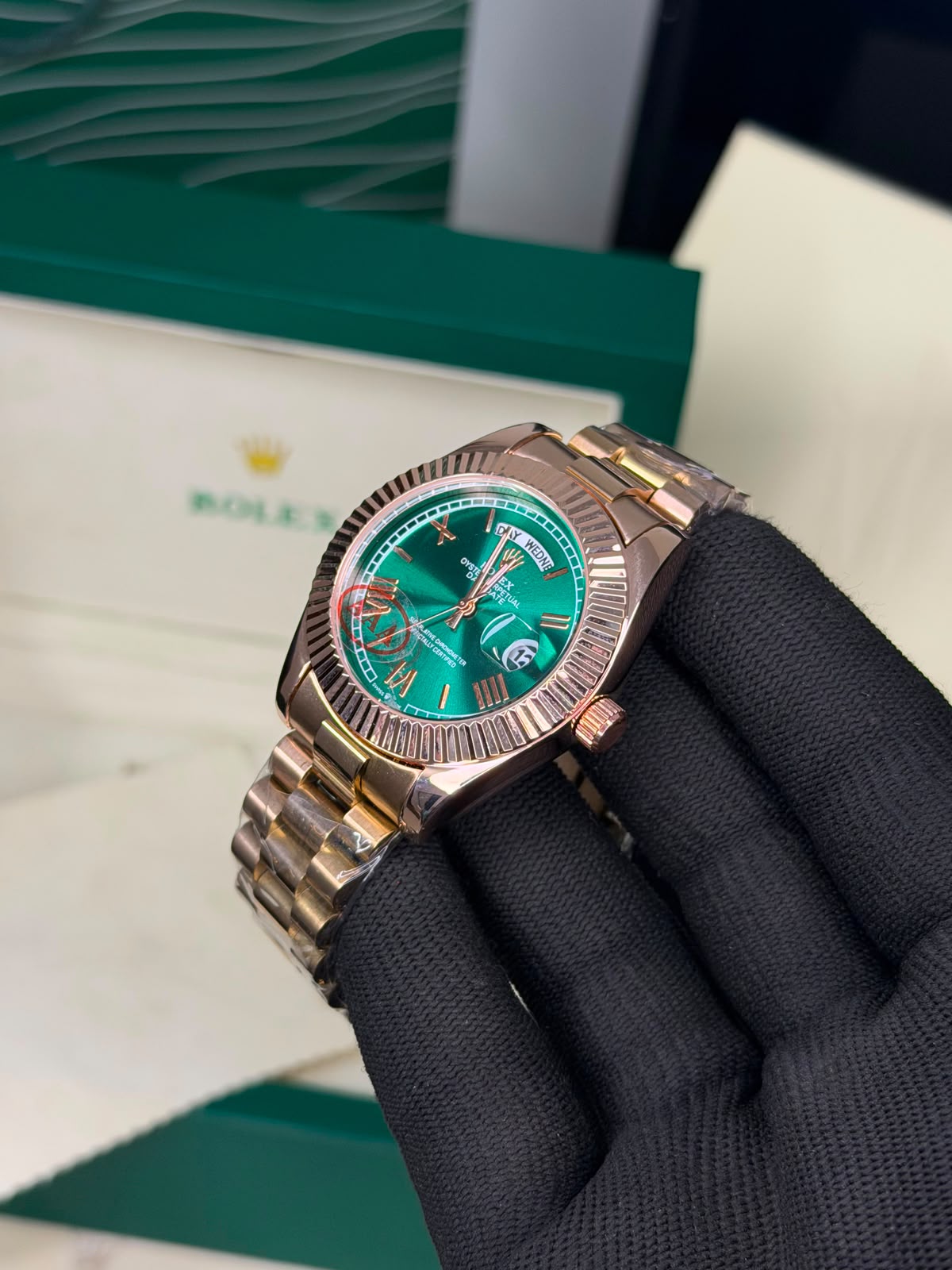 Rolex Day and Date - Rose gold and Green