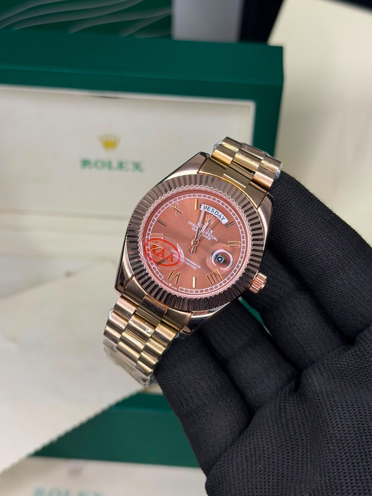 Rolex Day and Date - Rose Gold And Brown