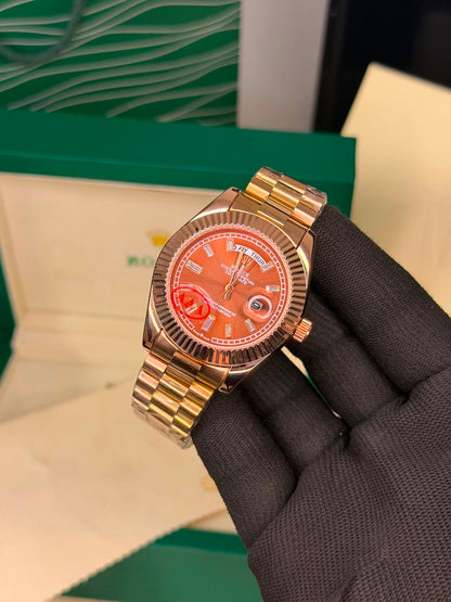 Rolex Day and Date - Rose Gold And Brown