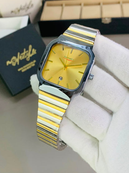 Skemi Men Watch - Two tone. Golden
