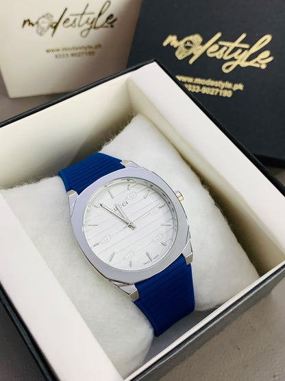 Gucci Luxury Rubber Belt Watch (Blue)