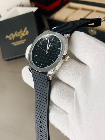 Gucci Luxury Rubber Belt Watch (Full Black)
