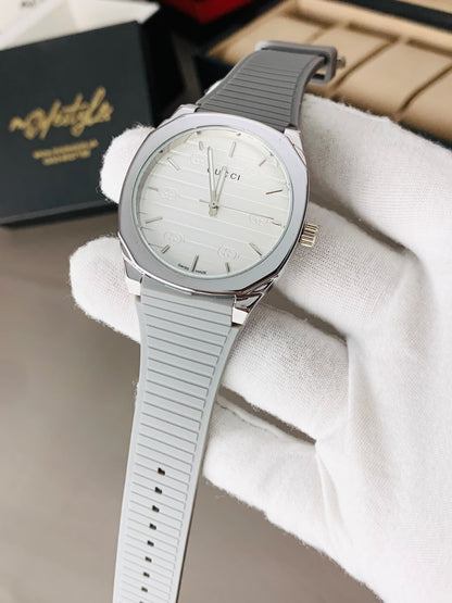 Gucci Luxury Rubber Belt Watch (Grey)