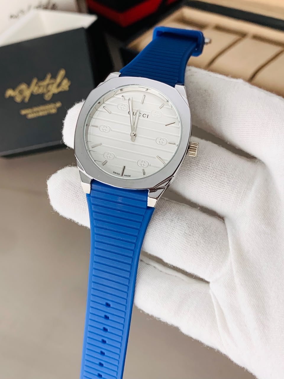Gucci Luxury Rubber Belt Watch (Blue)