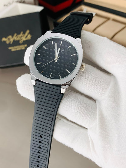 Gucci Luxury Rubber Belt Watch (Full Black)