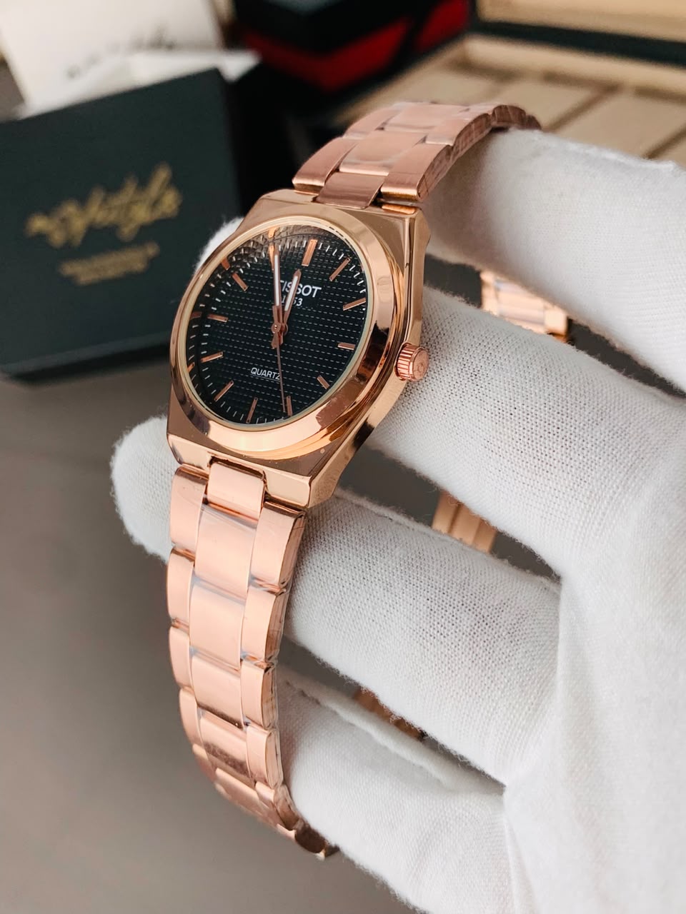 Tissot PRX Classic Stainless Steel Watch For Women (Rose Gold & Black)