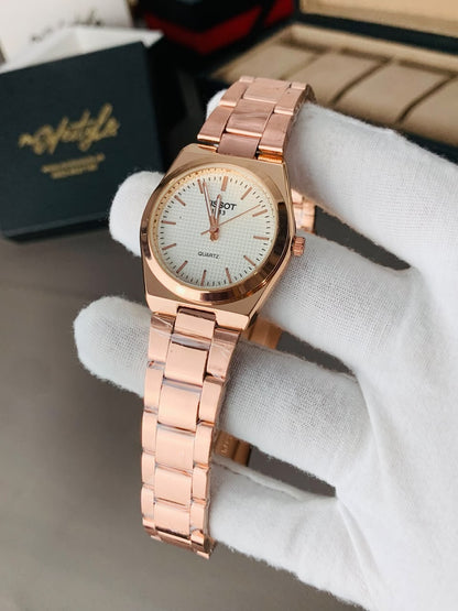 Tissot PRX Classic Stainless Steel Watch For Women (Rose Gold & White)