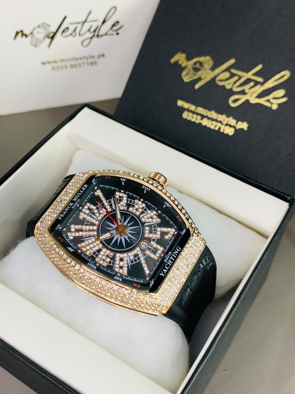 FM Vanguard Iced Diamond Watch (Black Copper)