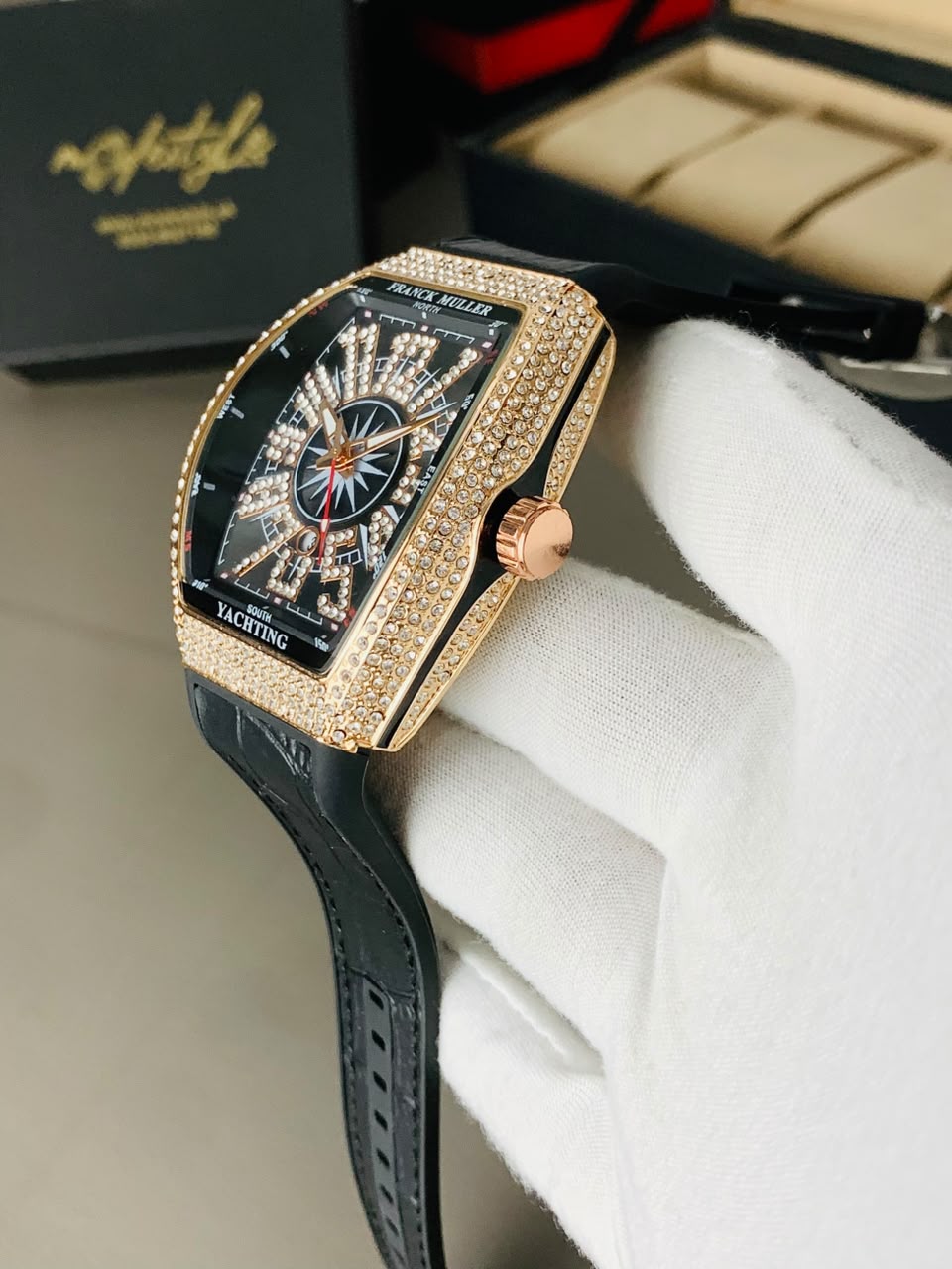 FM Vanguard Iced Diamond Watch (Black Copper)