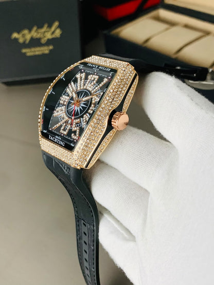 FM Vanguard Iced Diamond Watch (Black Copper)