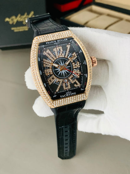 FM Vanguard Iced Diamond Watch (Black Copper)