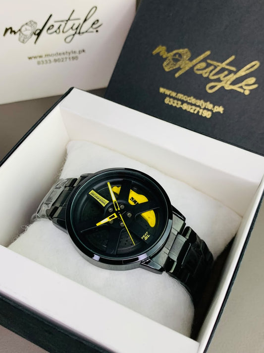Skemi Spinner Luxury Chain Watch (Yellow)
