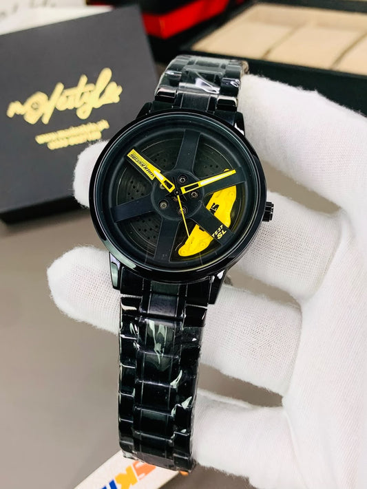 Skemi Spinner Luxury Chain Watch (Yellow)