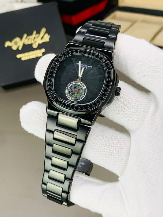 PP Black Diamond Studded Premium Watch