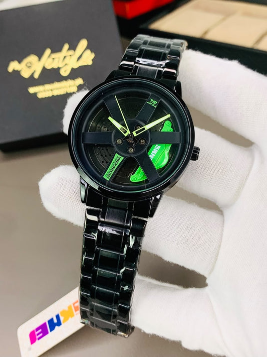 Skemi Spinner Luxury Chain Watch (Green)