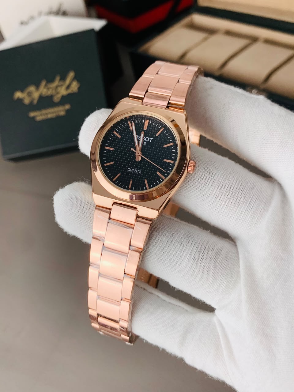 Tissot PRX Classic Stainless Steel Watch For Women (Rose Gold & Black)