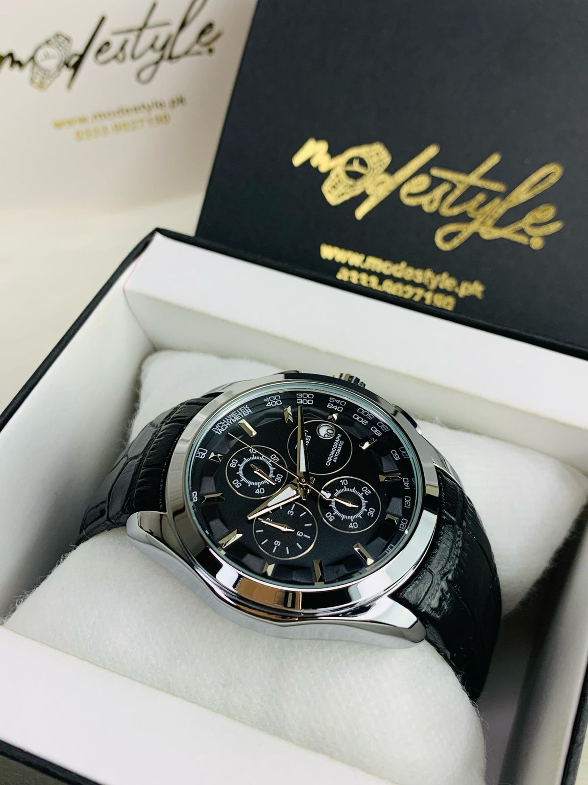 Black belt black dail silver case