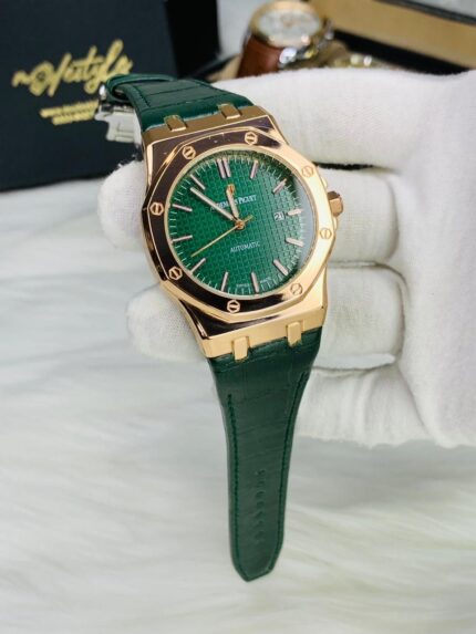 AP Royal Oak Self Winding – Premium Leather Straps (Green belt green dail)