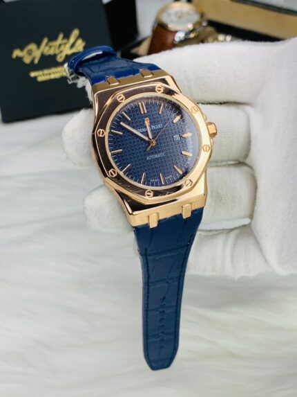 AP Royal Oak Self Winding – Premium Leather Straps (Blue belt blue dail)