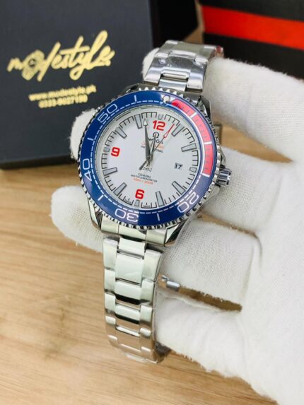 Omega Seamaster Model (White dail Blue Red case)